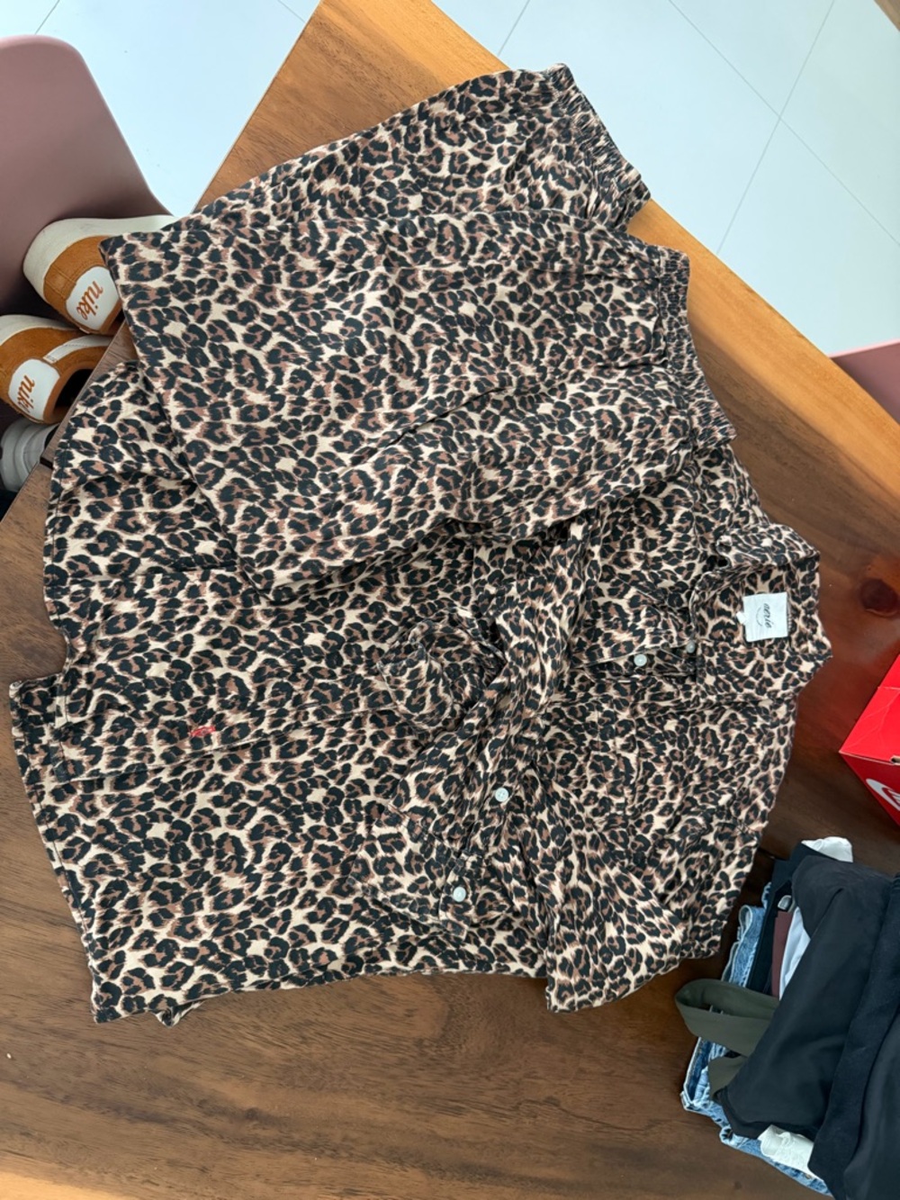 Aerie Off Duty Flannel Leopard Print Pajama Set
